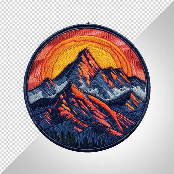 PSD a picture of a mountain with a picture of a sunset on it