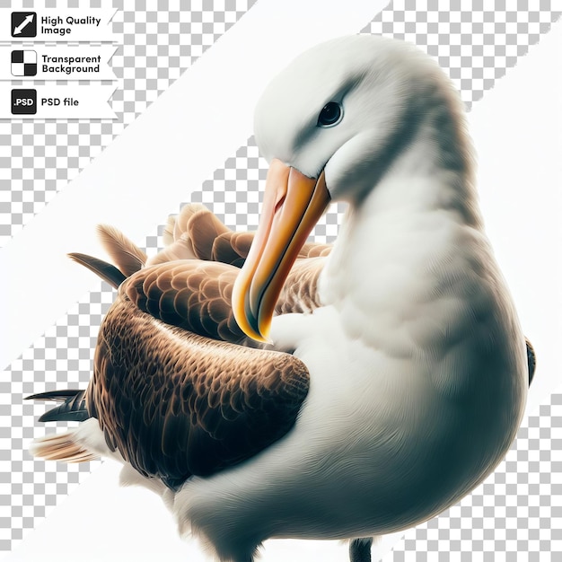 PSD a picture of a seagull with a yellow beak and the word pelican on it