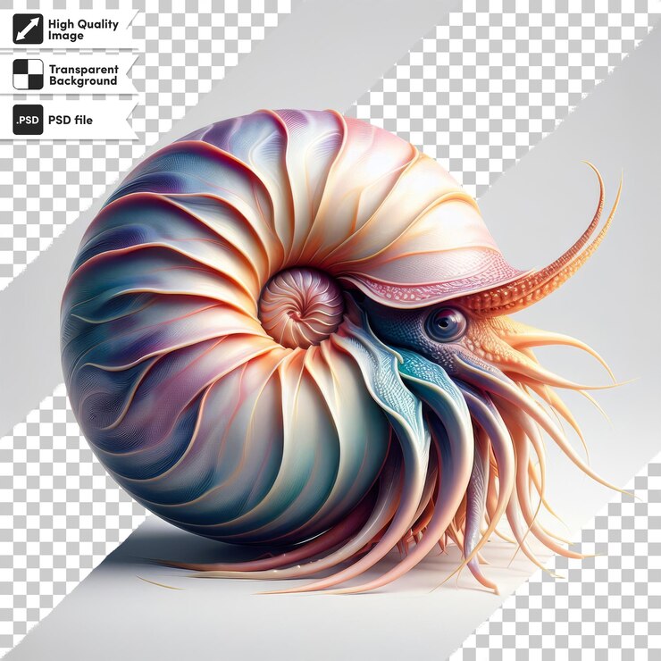 PSD a picture of a seashell with a picture of a snail