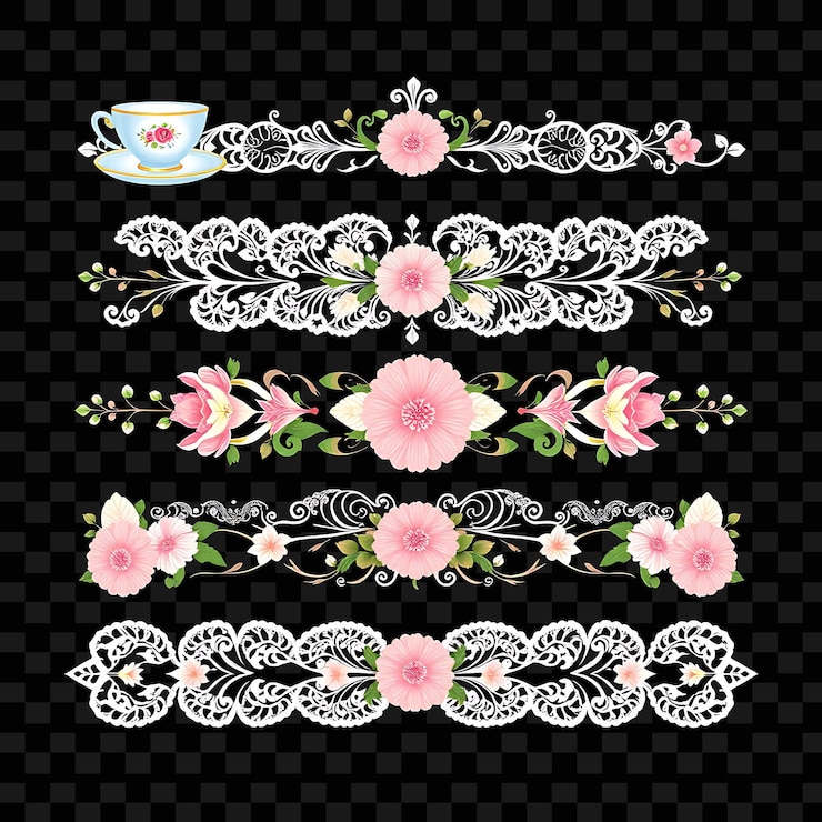 PSD a picture of a teacup and a flower on a black background