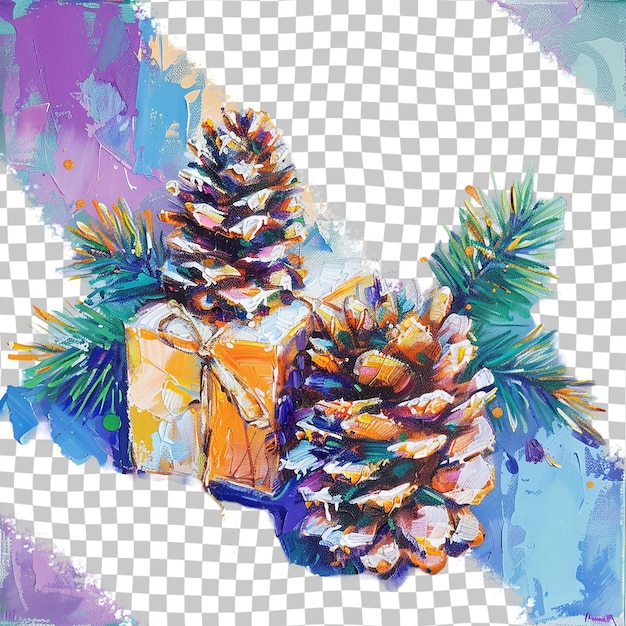 PSD a picture of pineapples and a box with a box of pine cones