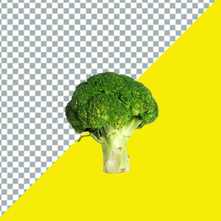 PSD a piece of broccoli is shown in a yellow square