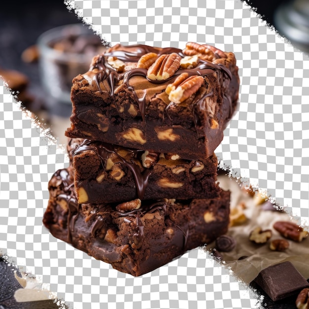 PSD a piece of chocolate cake with nuts and nuts on it