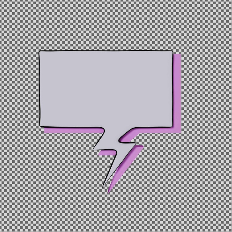 PSD a pink speech bubble with a purple pen in it