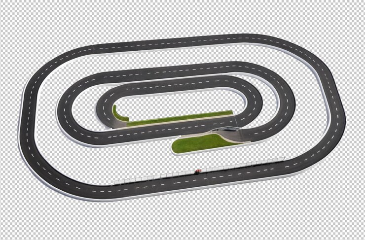 PSD a pista de corrida com uma pista no meio entretém os espectadores ansiosos