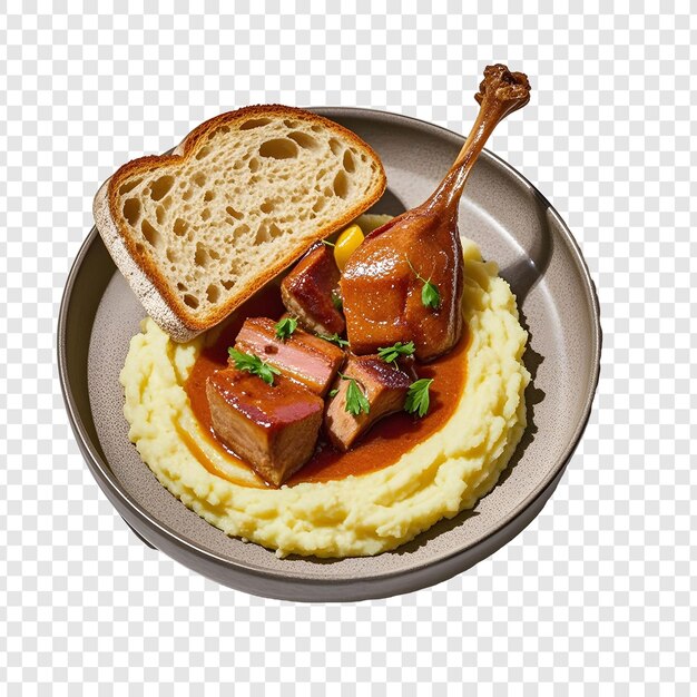 a plate of food with a sandwich and mashed potatoes on it