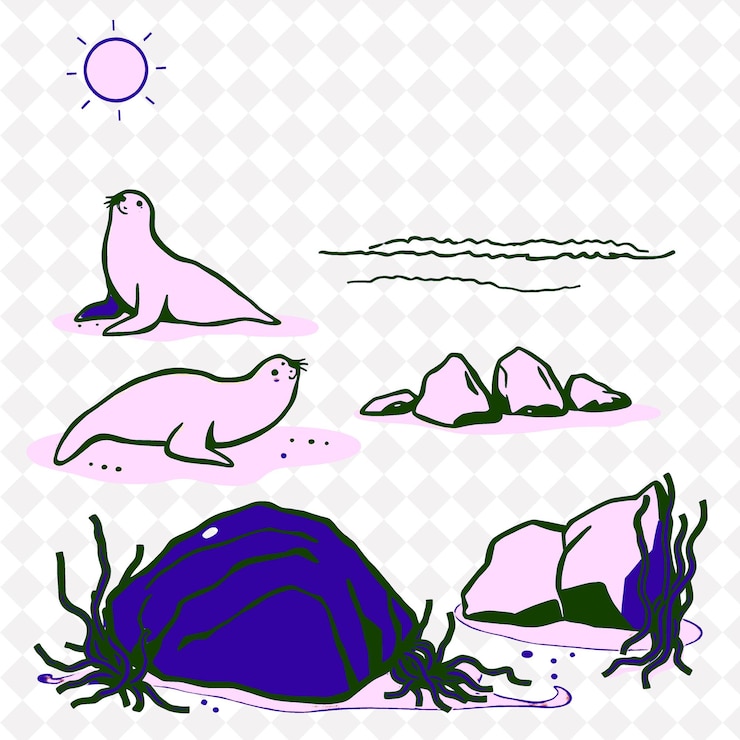 PSD a polar bear is on the beach and has a sun on it
