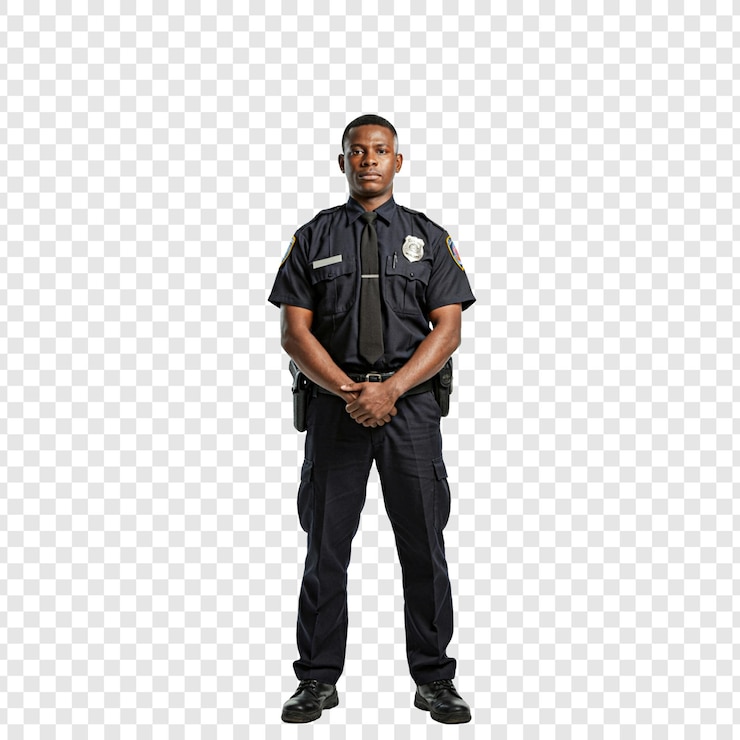 PSD a police officer stands isolated on transparent background