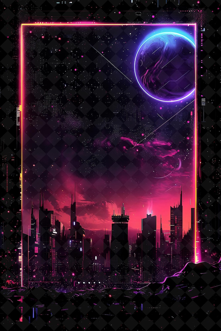 PSD a poster for a city with a purple circle and a pink circle in the middle