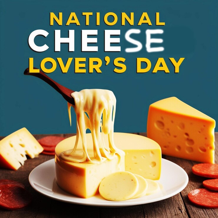 a poster for a national cheese day with cheese