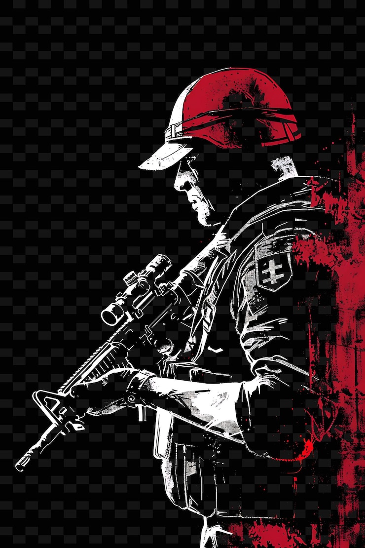 PSD a poster for a soldier with a cross on the front