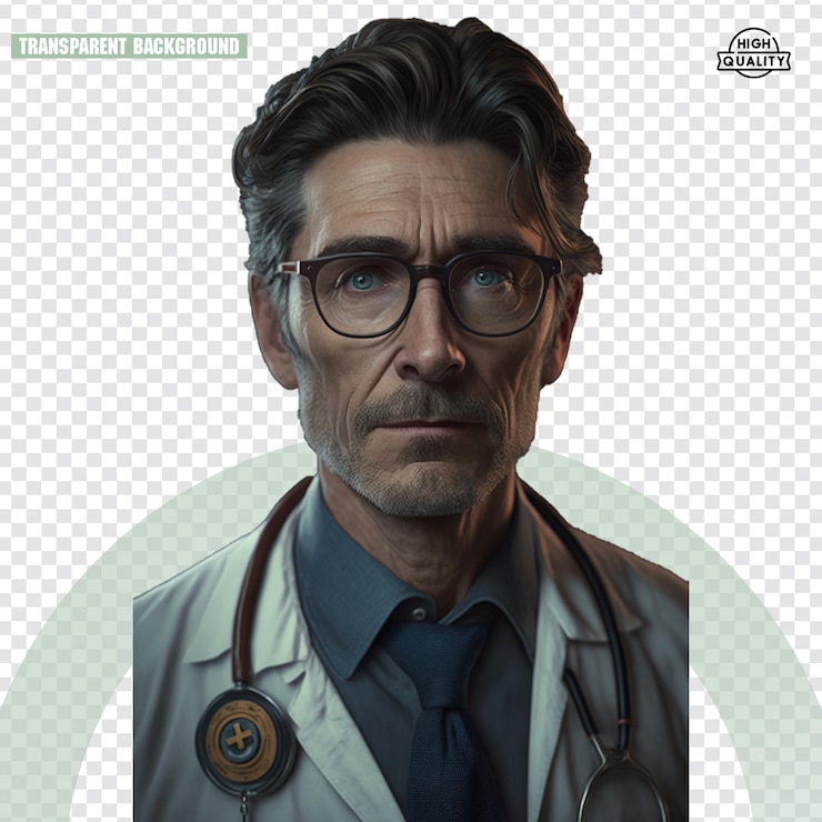 PSD a poster for the doctor of the doctor with glasses and a stethoscope