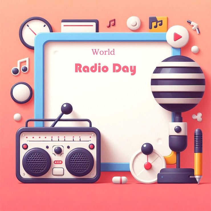 PSD a poster for world day day with a radio on it