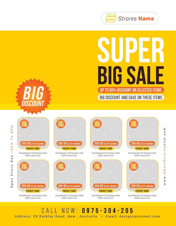 PSD a poster that says super big sale is displayed