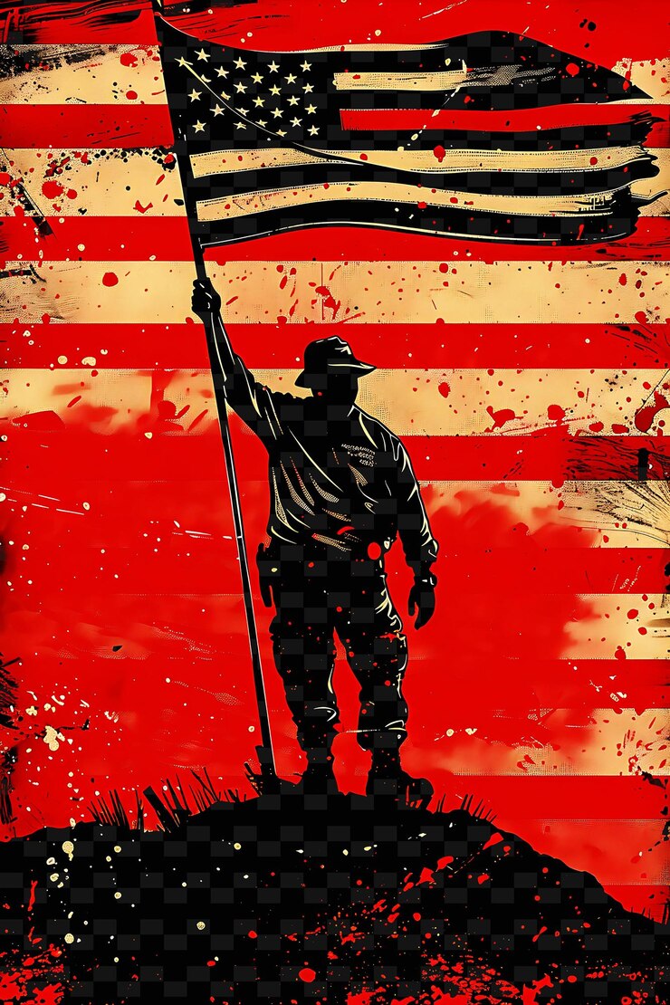 PSD a poster with a soldier holding a flag that says quot war quot