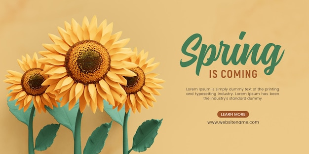 A primavera está chegando modelo de banner de design floral