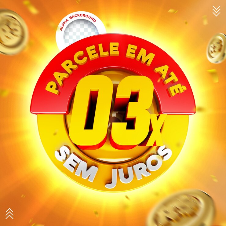 PSD a promoção do logotipo 3d paga em parcelas para as suas compras.