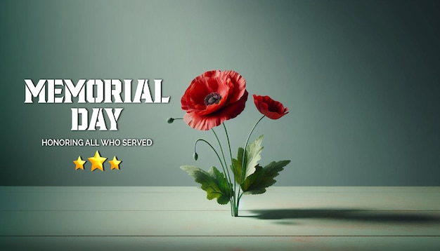 PSD a psd poster for memorial day banner template with a field of flowers and a flag