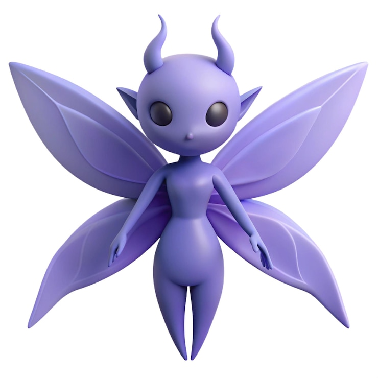 PSD a purple alien figure with a purple wings and a purple wings