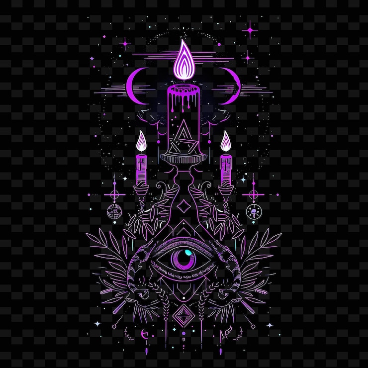 PSD a purple and black design of a purple eye with a purple flower and a black background