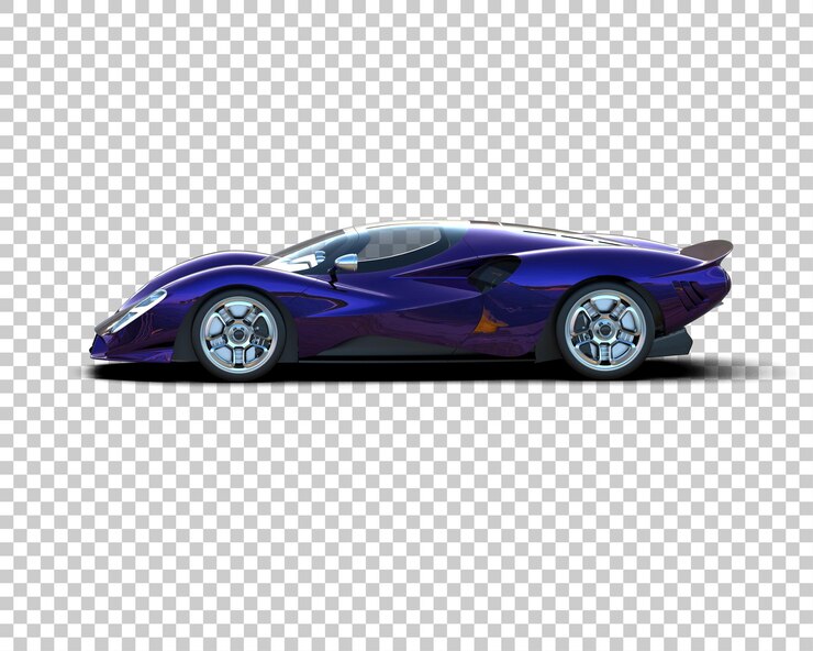 PSD a purple and blue sports car is shown with a white background