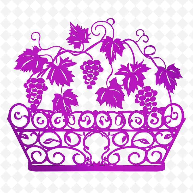 PSD a purple basket with grapes on it and the words grapes on it