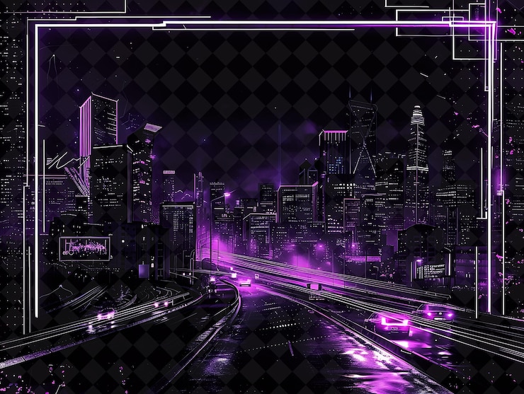 PSD a purple city skyline with a purple background and a purple cityscape