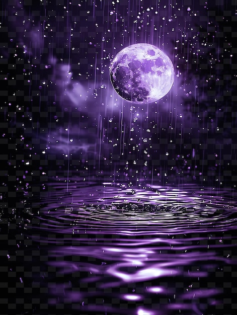 PSD a purple moon is reflected in the water