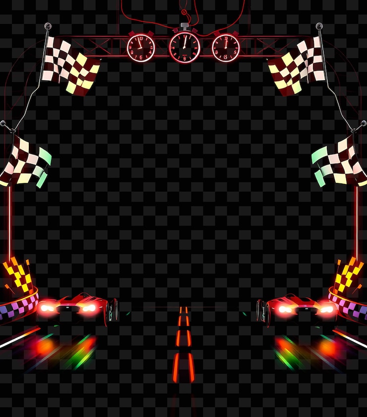 PSD a race track with a colorful lights on the bottom
