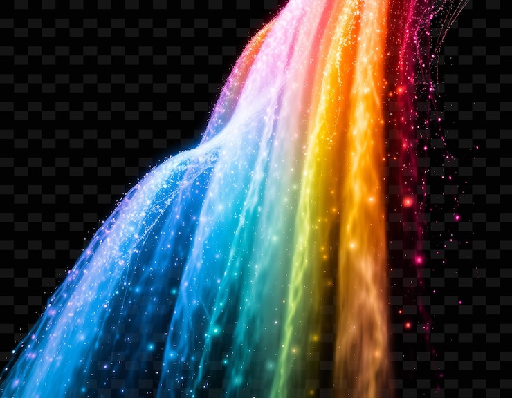 PSD a rainbow of light that is on a black background