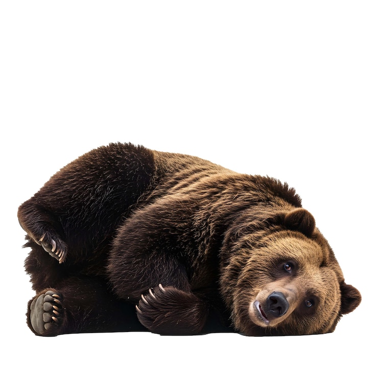 PSD a realistic bear in a white background and a thoroughbred bear standing against a white background