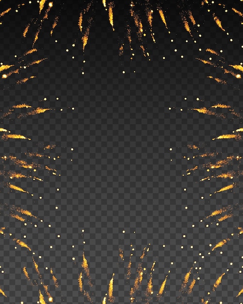 A realistic firework sparks frame isolated on a transparent background