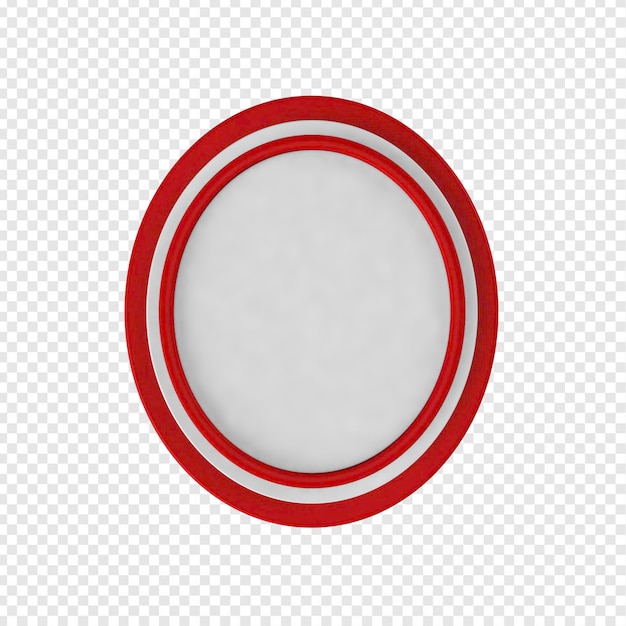 a red and gray mirror with a red frame and a red circle on it