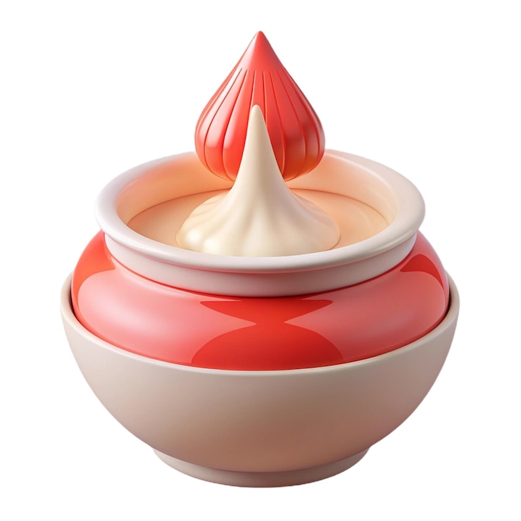 PSD a red and white bowl with a cone on it