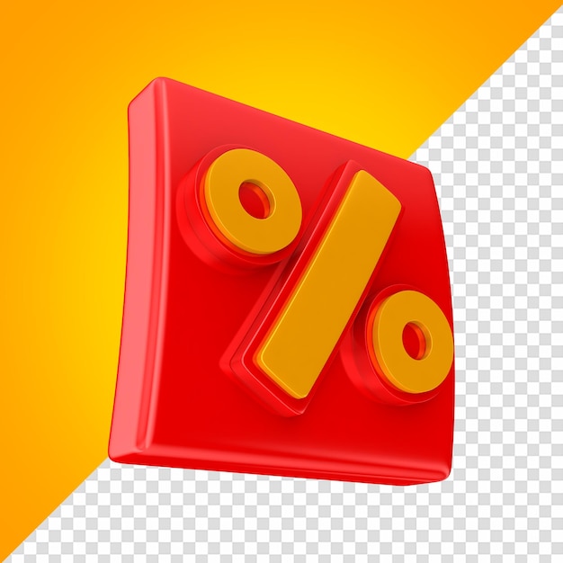 A red and yellow percentage offer icon with a transparent background