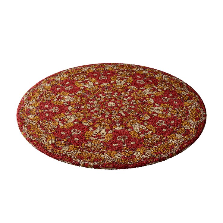 PSD a red and yellow rug with a flower pattern