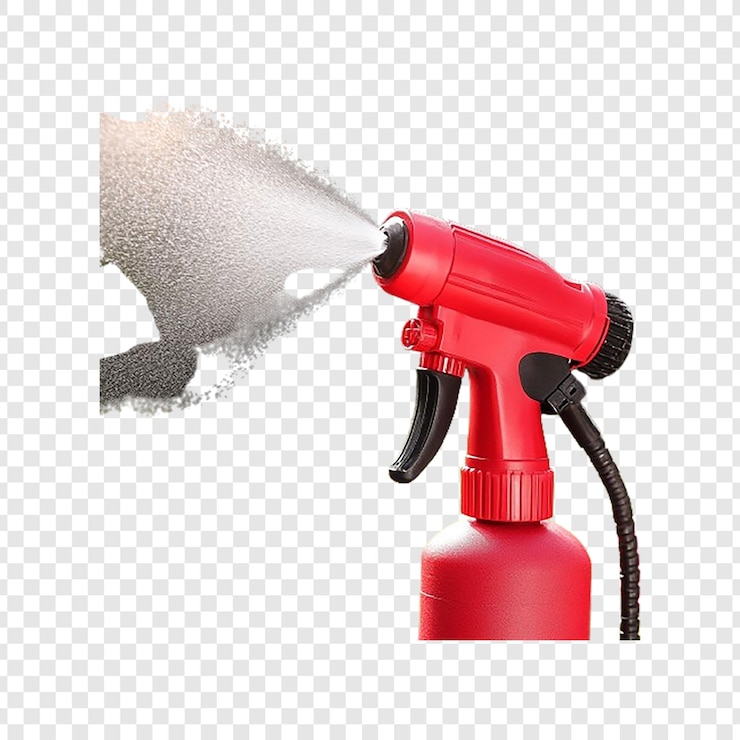 PSD a red blow dryer with a sprayer on it