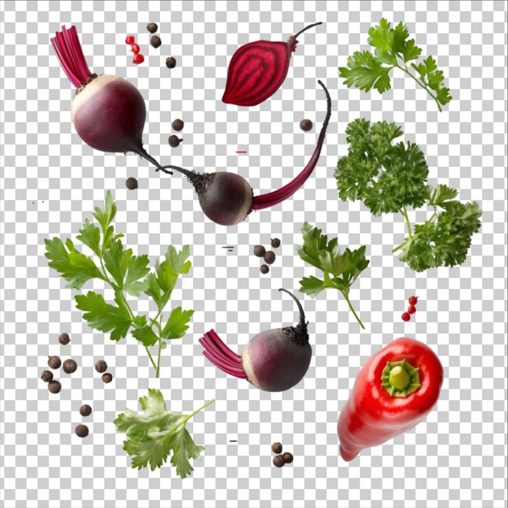 PSD a red chili lemon and leaves onn transparent background