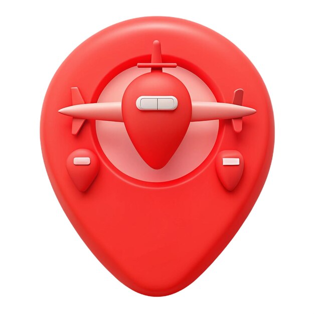 a red object with a plane on it that has a logo on it