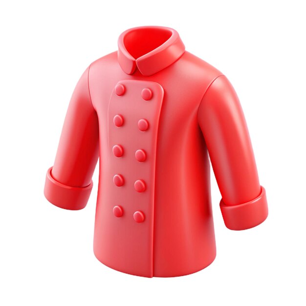 a red plastic coat with buttons and buttons on the front