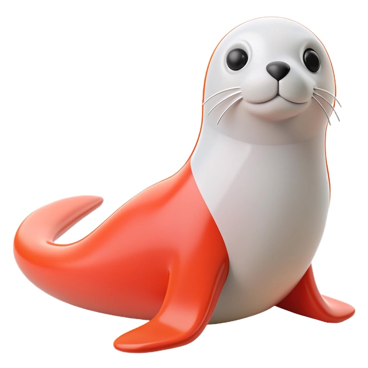 PSD a red seal with a white nose and a white nose