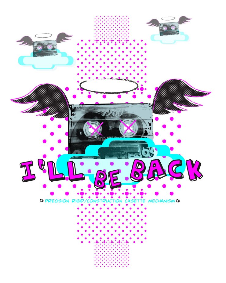 PSD a retro cassette print design for a tshirt