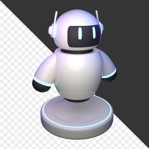 a robot with headphones on and a blue light