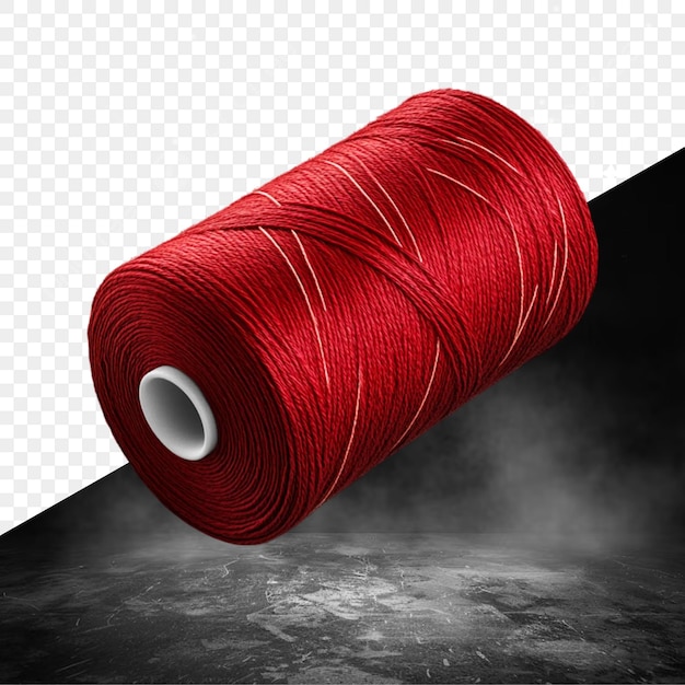 a roll of red thread with a black background and a black background with a black background