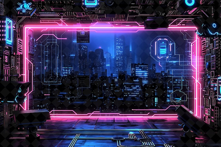 PSD a room with a blue and red neon sign that says quot the word quot on the bottom