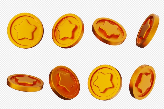 A series of gold coins with stars on them
