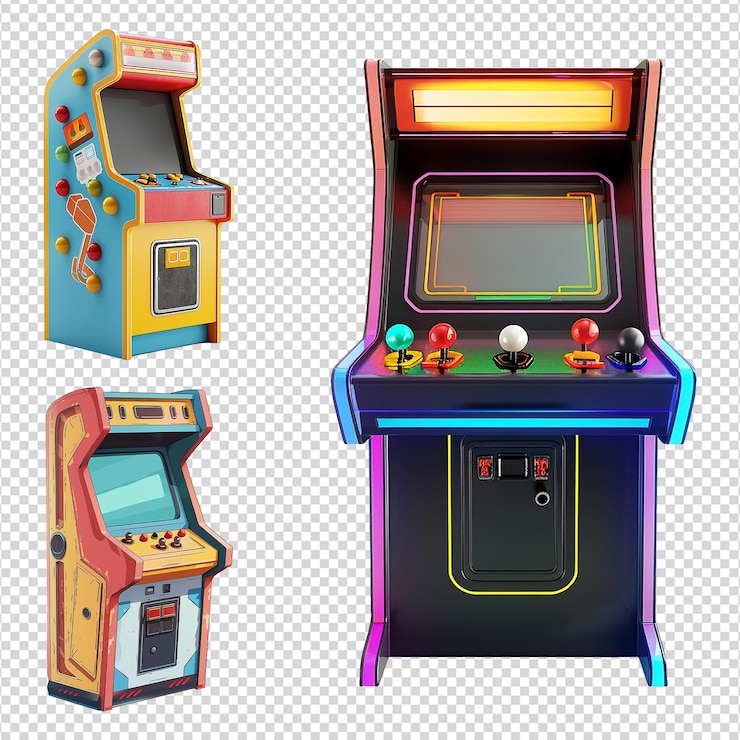 PSD a set of arcade machine isolated on transparent background