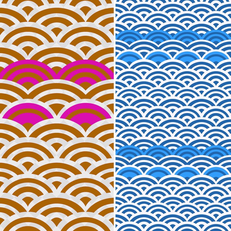 PSD a set of cards with a pattern of waves and clouds