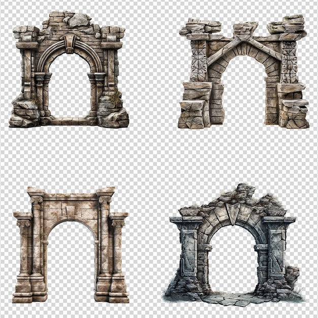 PSD a set of castle gate isolated on transparent background