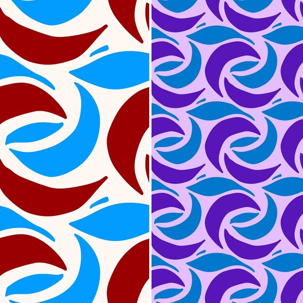 a set of colorful abstract patterns with the red and blue in the middle